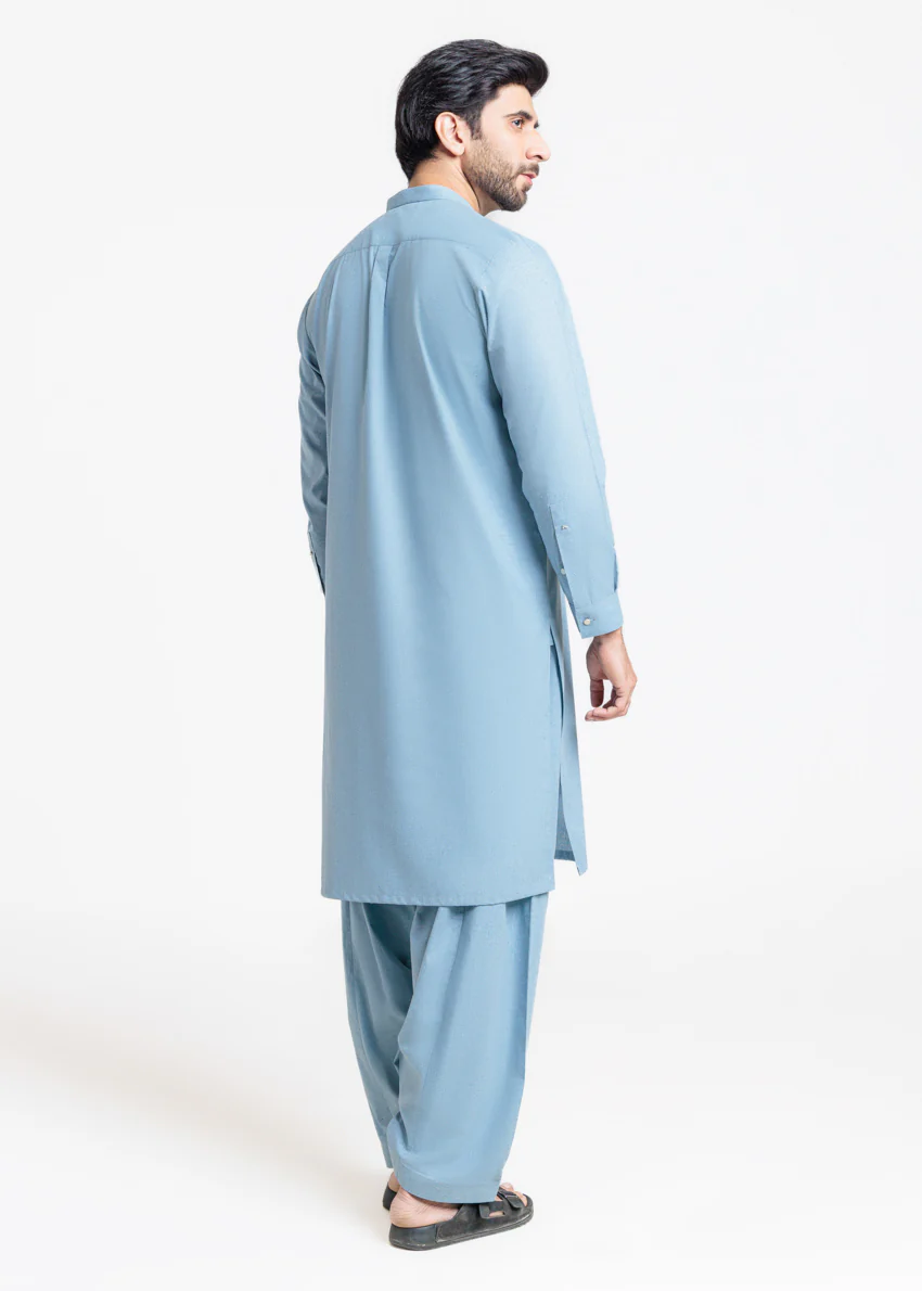 L-Blue-Blended-Shalwar Suit - (MP2PBBW25BM9O9) - Image 2