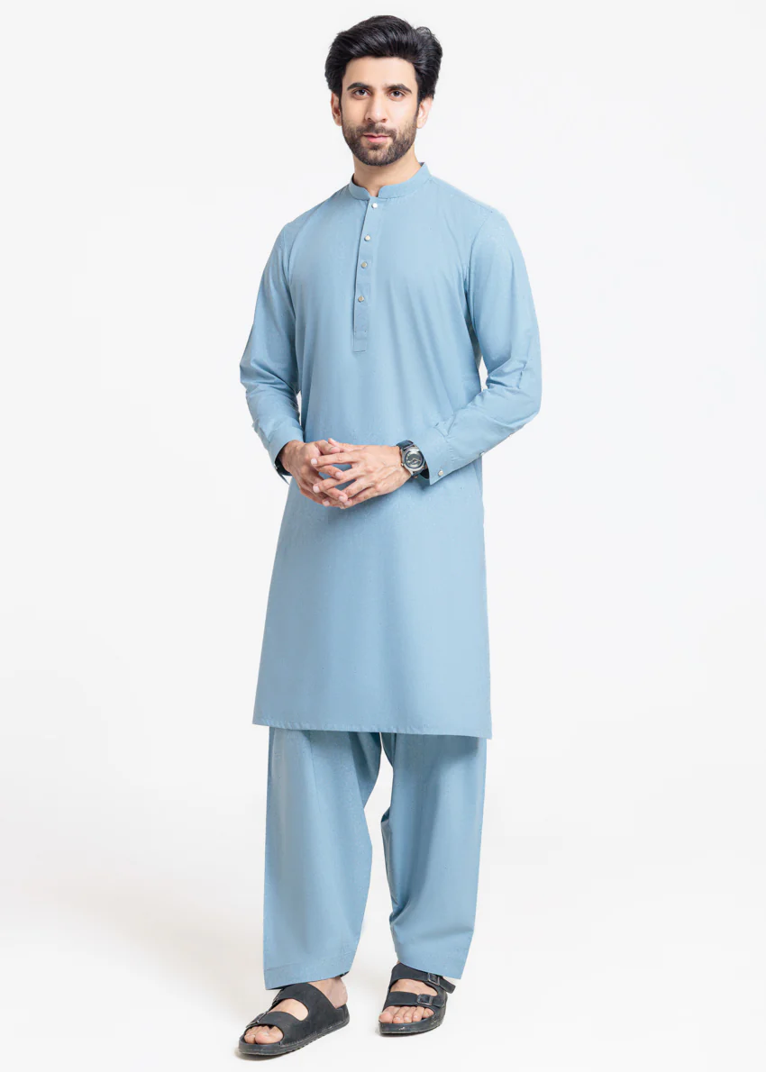 L-Blue-Blended-Shalwar Suit - (MP2PBBW25BM9O9) - Image 4