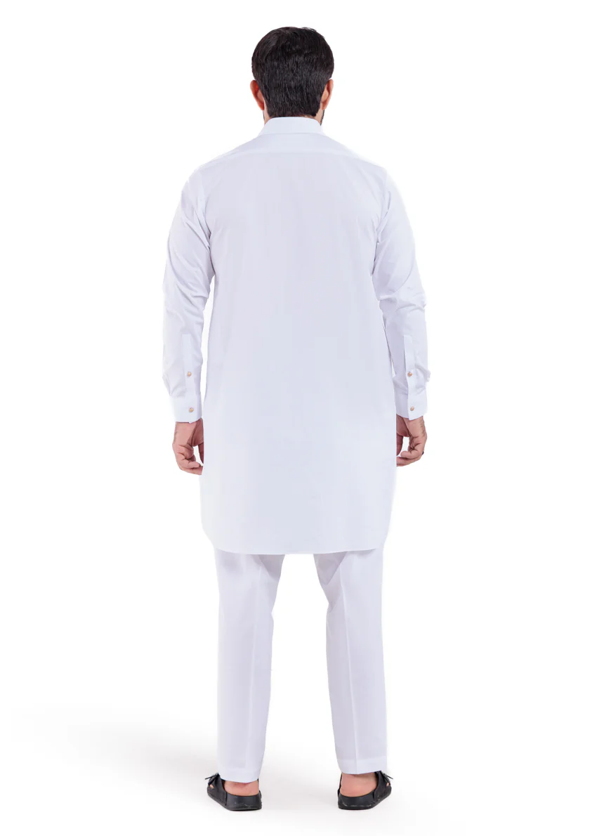 White-Cotton-Kurta-Trouser - (MP2PSBW25ADD13) - Image 2