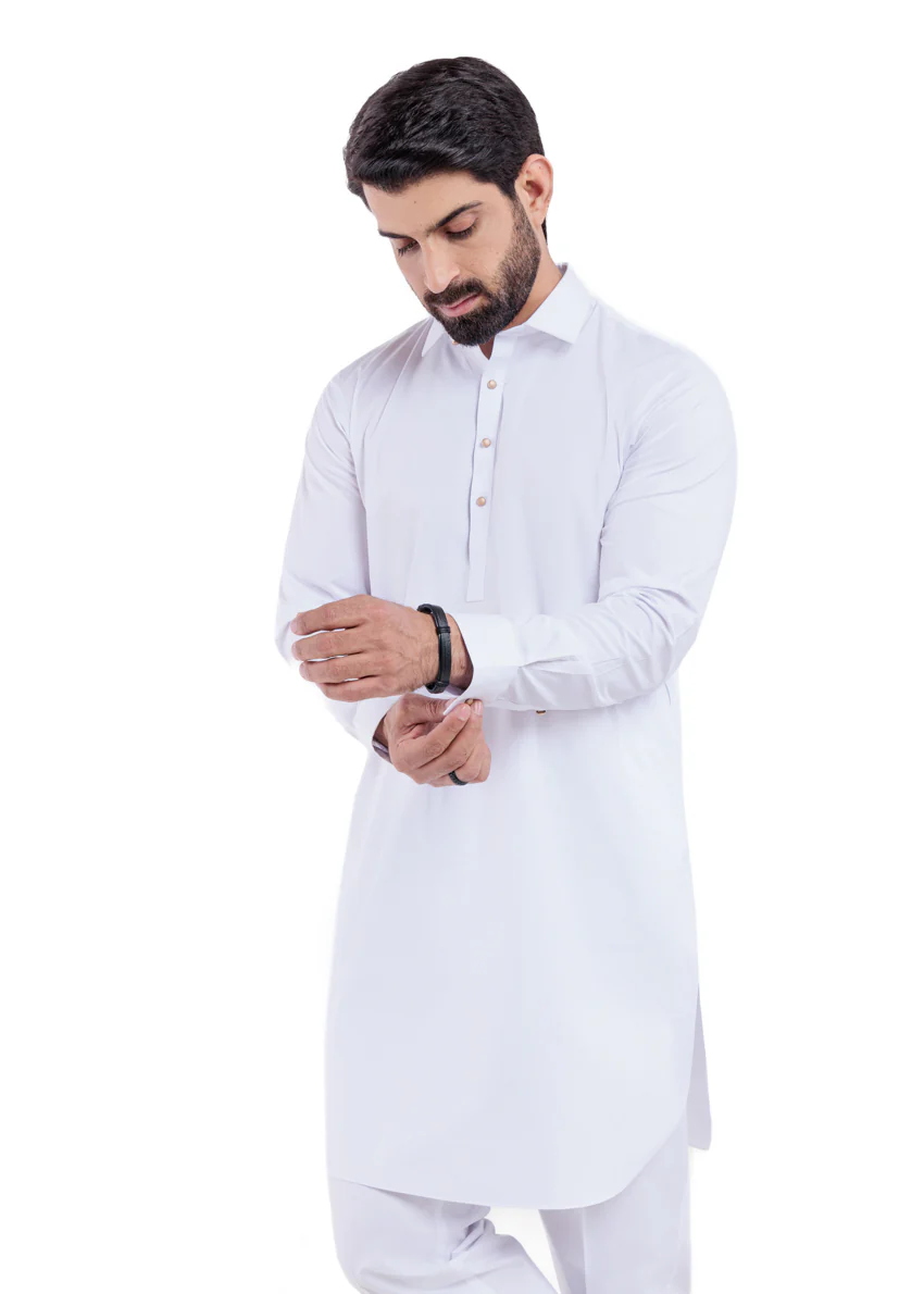 White-Cotton-Kurta-Trouser - (MP2PSBW25ADD13) - Image 3