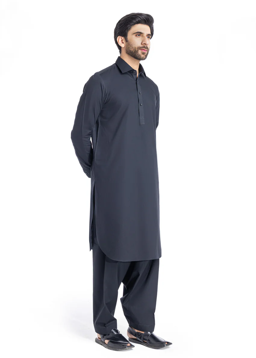 Black-Cotton-Shalwar Suit - (MP2PSBW25ADD6) - Image 3