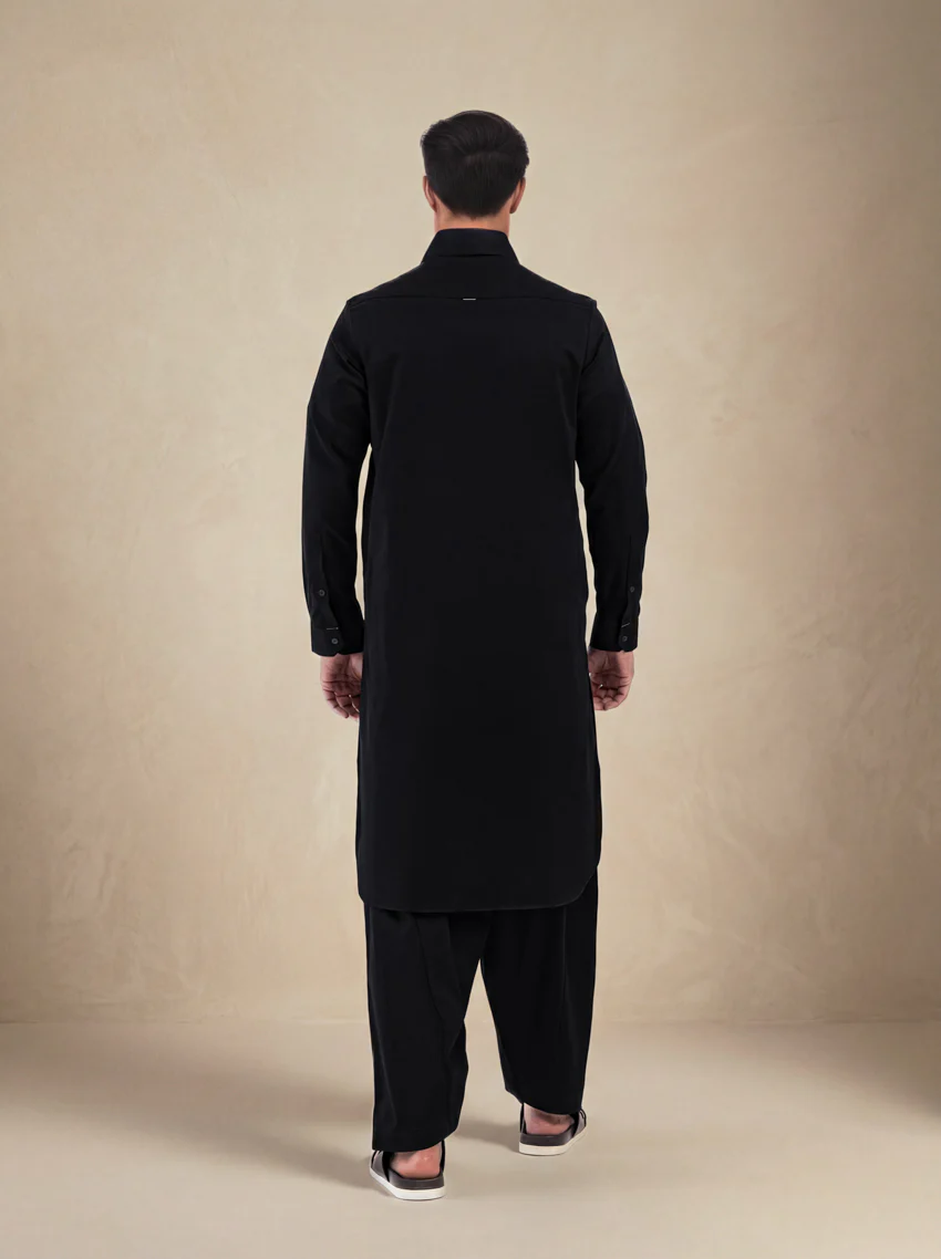 Black-Cotton-Shalwar Suit - (MP2PSBW25ADN12) - Image 2