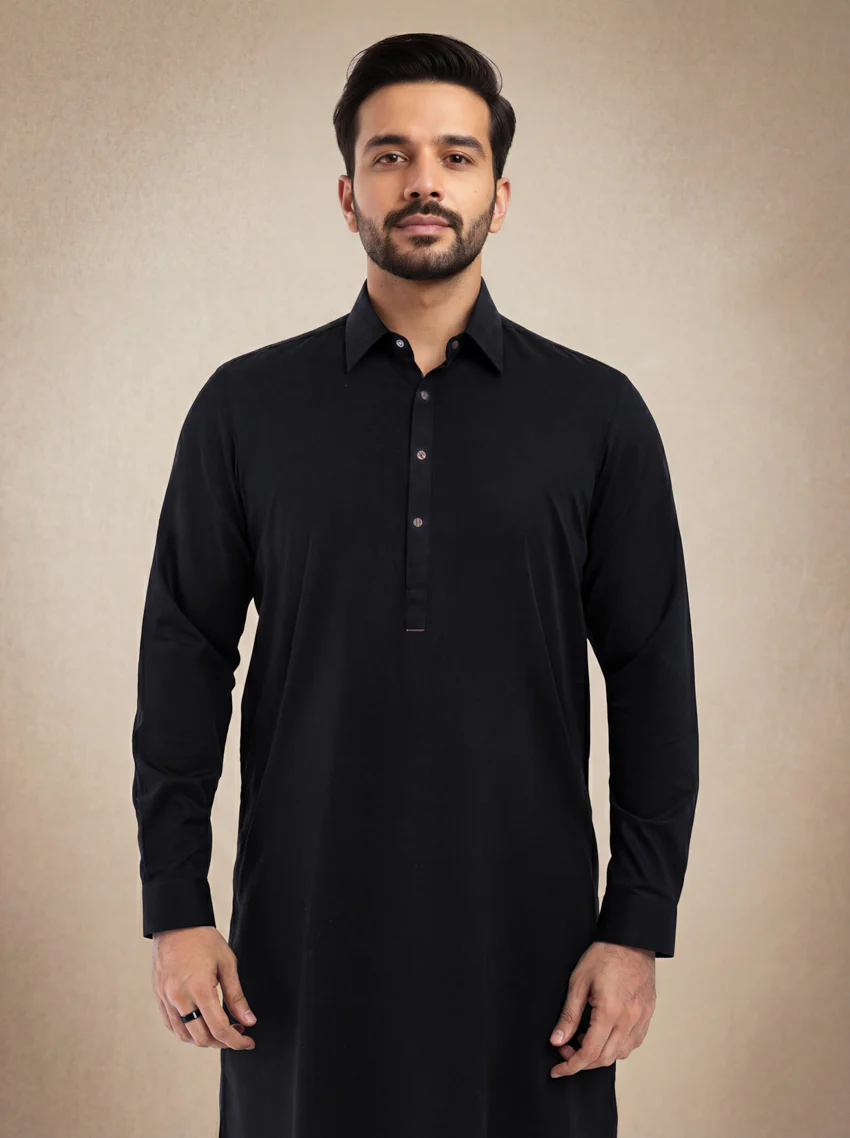 Black-Cotton-Shalwar Suit - (MP2PSBW25ADN12) - Image 3