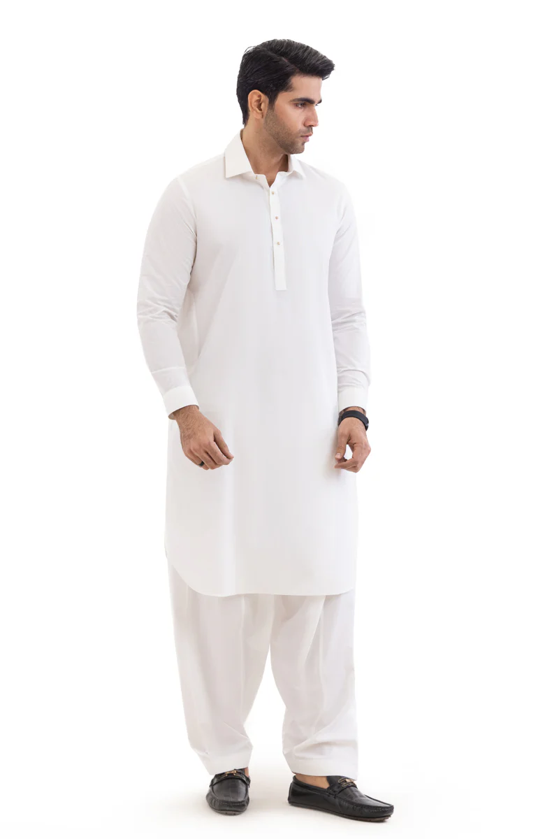 White-Cotton-Shalwar Suit - (MP2PSBW25ADN13) - Image 4