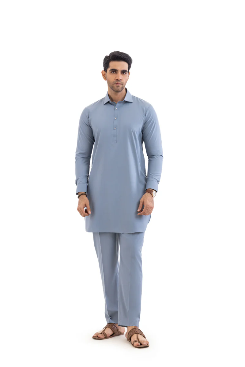 Blue-Blended-Kurta Trouser - (MP2PSBW25ADN22) - Image 3
