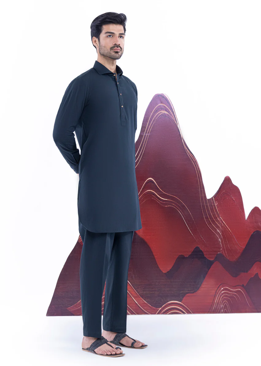 D-Green-Cotton-Kurta Trouser - (MP2PSBW25ADN26) - Image 4