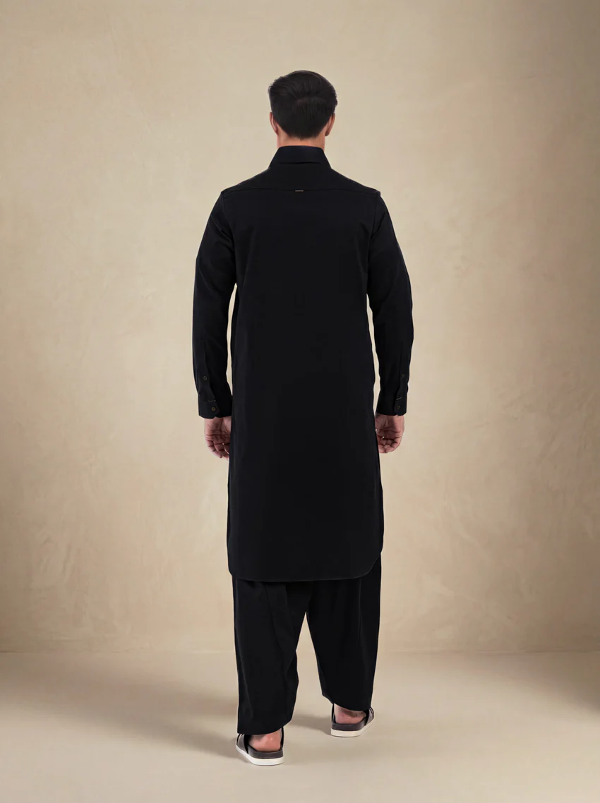 Black-Cotton-Kurta Trouser - (MP2PSBW25ADN27) - Image 2