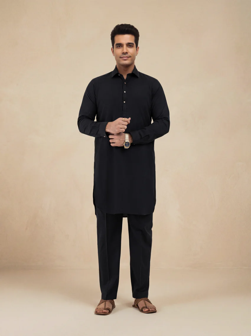 Black-Cotton-Kurta Trouser - (MP2PSBW25ADN27) - Image 3