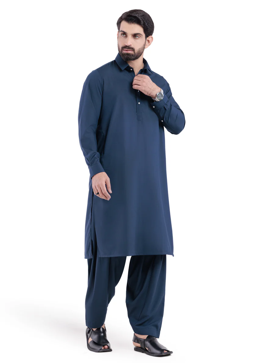 Navy-Blended-Shalwar Suit - (MP2PSBW25ADN9) - Image 3