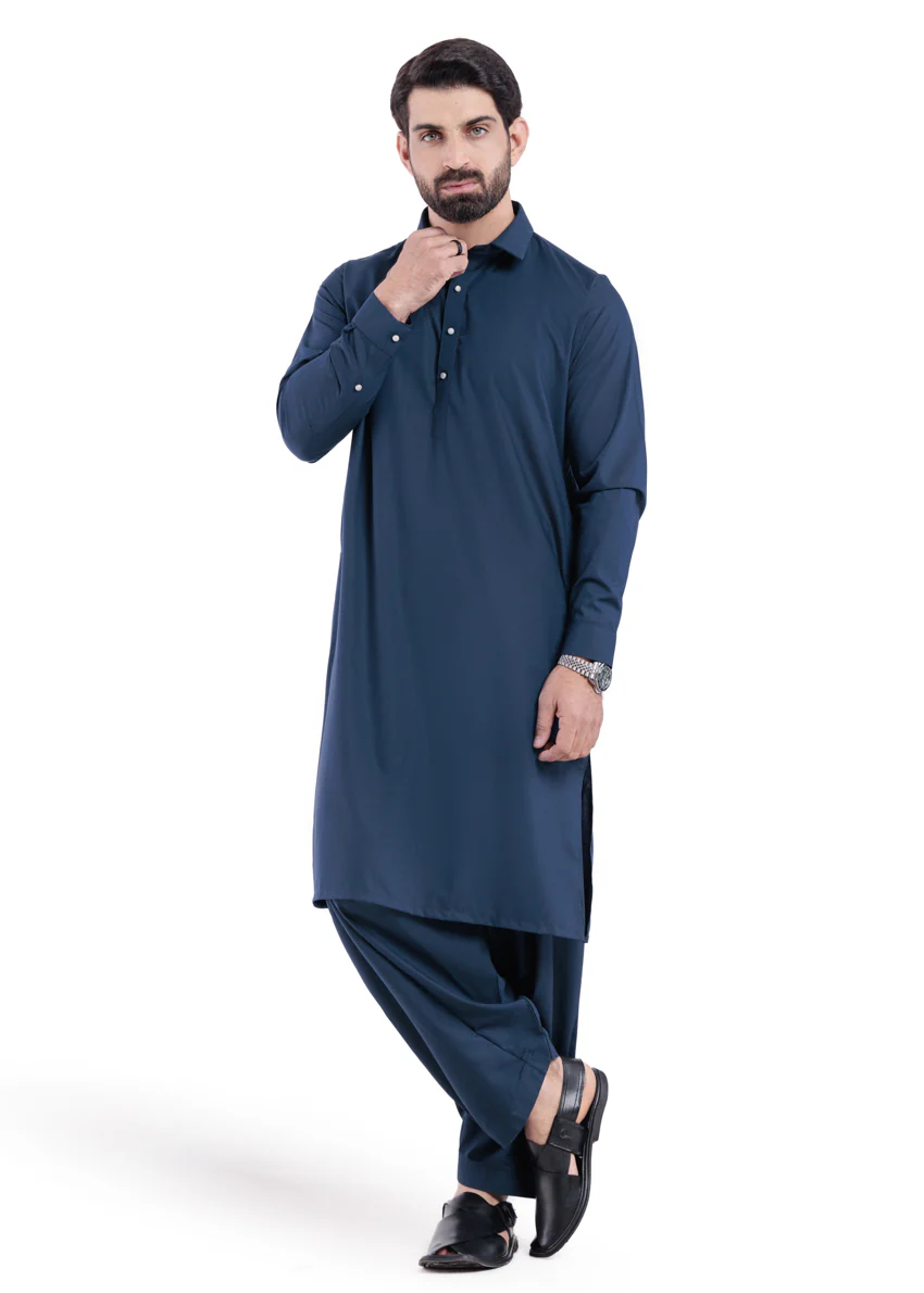 Navy-Blended-Shalwar Suit - (MP2PSBW25ADN9) - Image 4