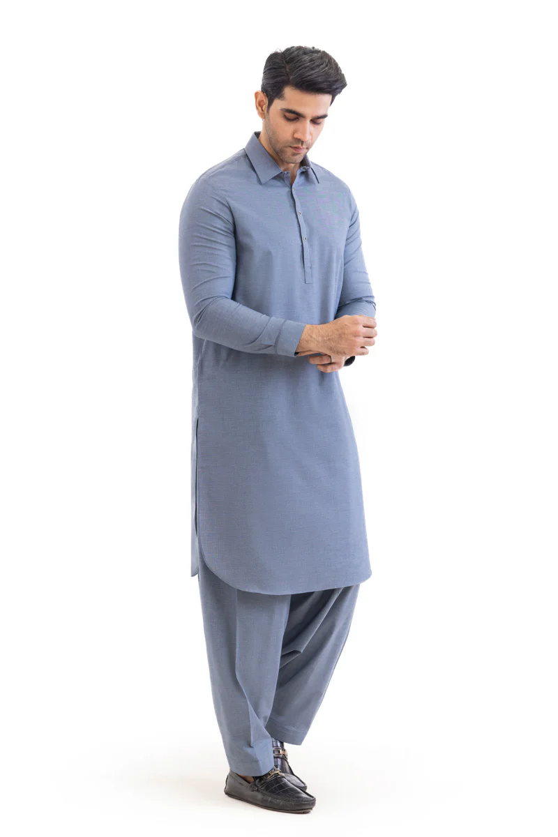 Blue-Cotton-Shalwar Suit - (MP2PSBW25BM10N8) - Image 4