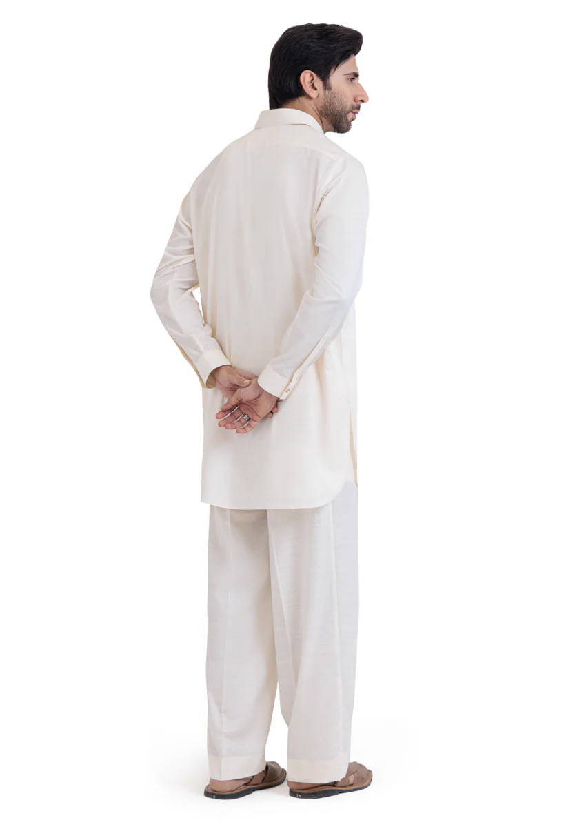 Cream-Blended-Kurta Trouser - (MP2PSBW25BM1J9) - Image 2