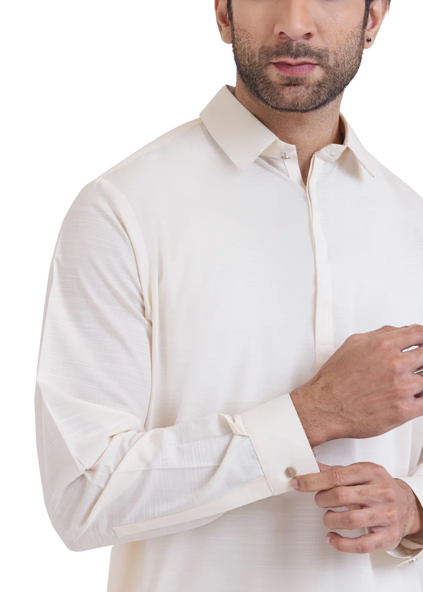 Cream-Blended-Kurta Trouser - (MP2PSBW25BM1J9) - Image 7
