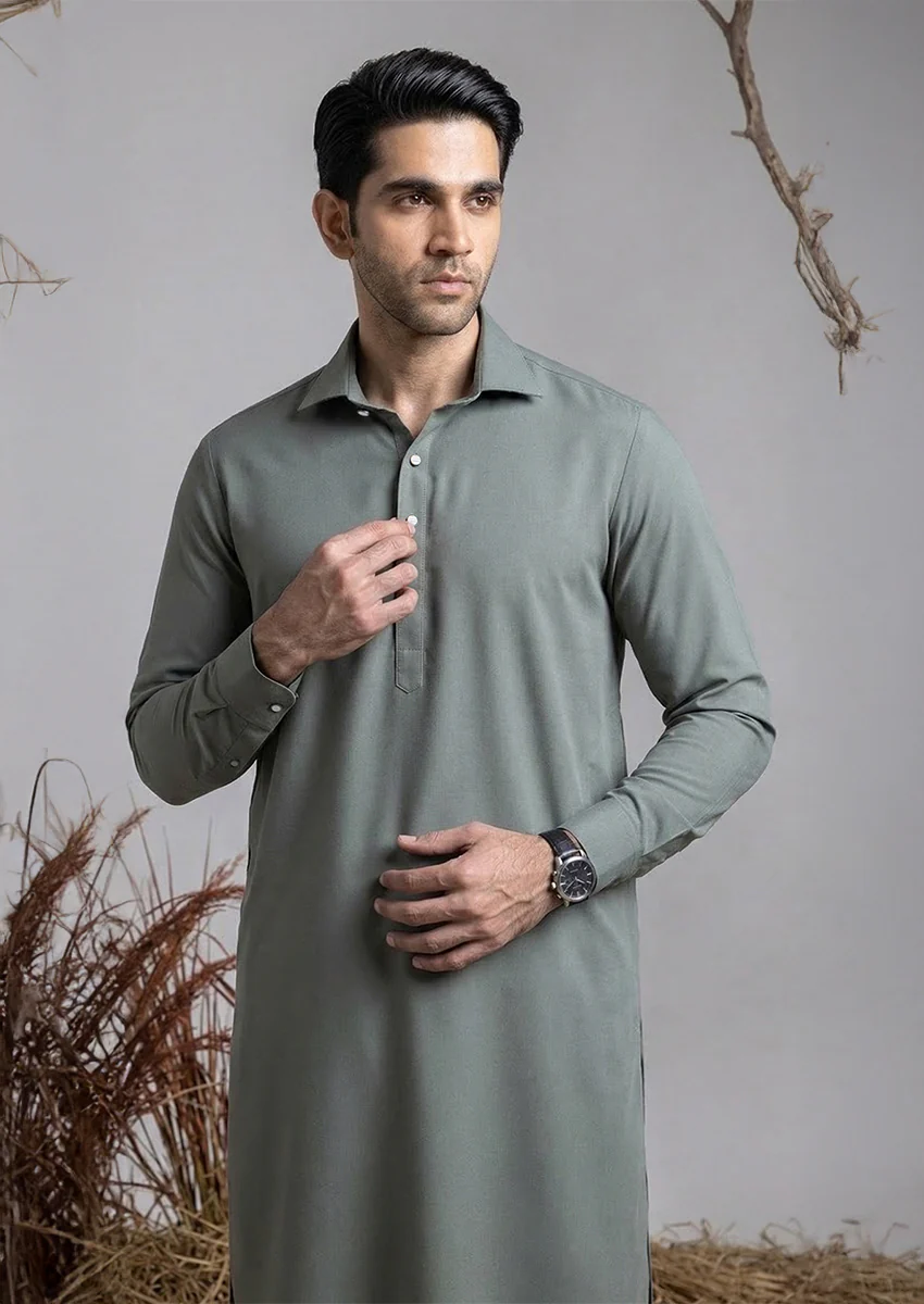 D-Green-Blended-Shalwar Suit - (MP2PSBW25BM9O1) - Image 2