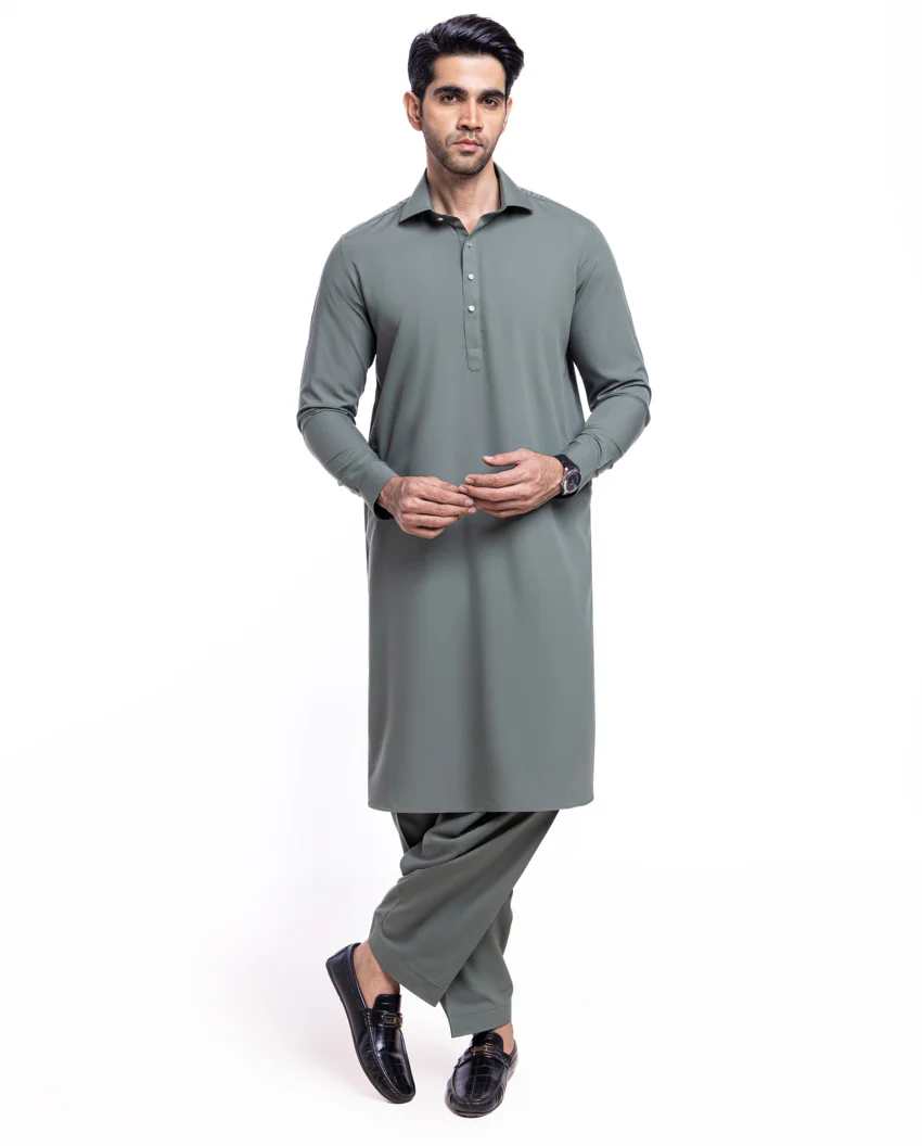 D-Green-Blended-Shalwar Suit - (MP2PSBW25BM9O1) - Image 4