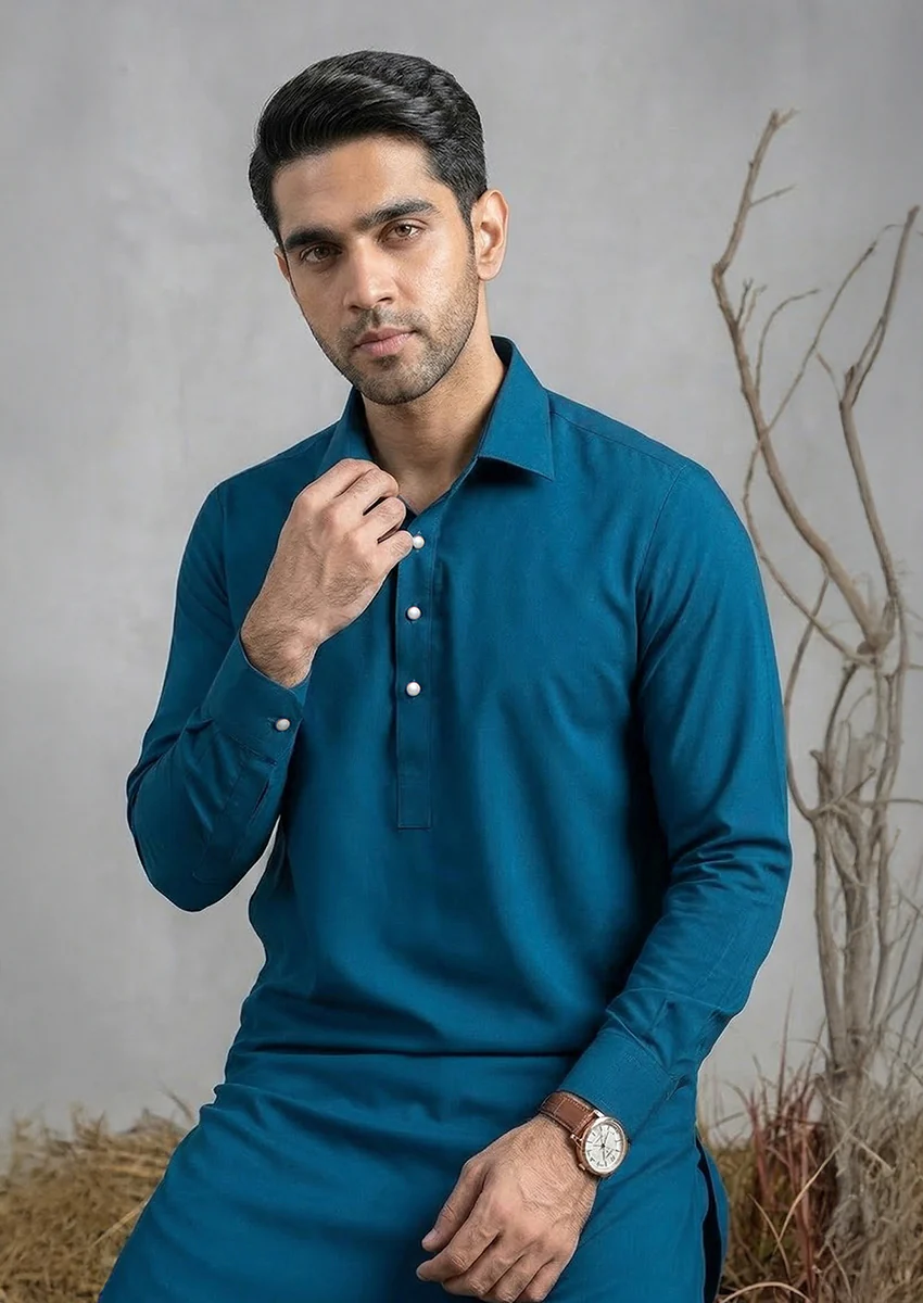 Blue-Blended-Shalwar Suit - (MP2PSBW25BM9O2) - Image 3