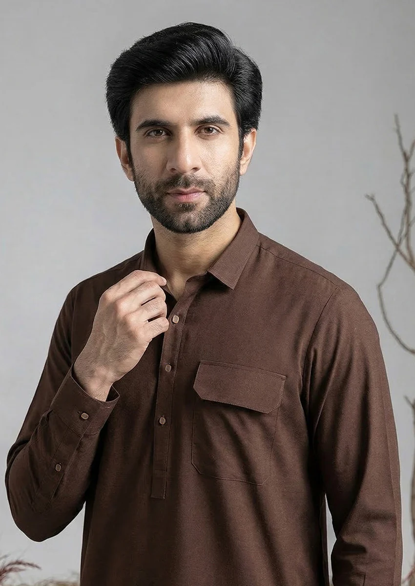 Brown-Blended-Shalwar Suit - (MP2PSBW25BM9O5) - Image 3
