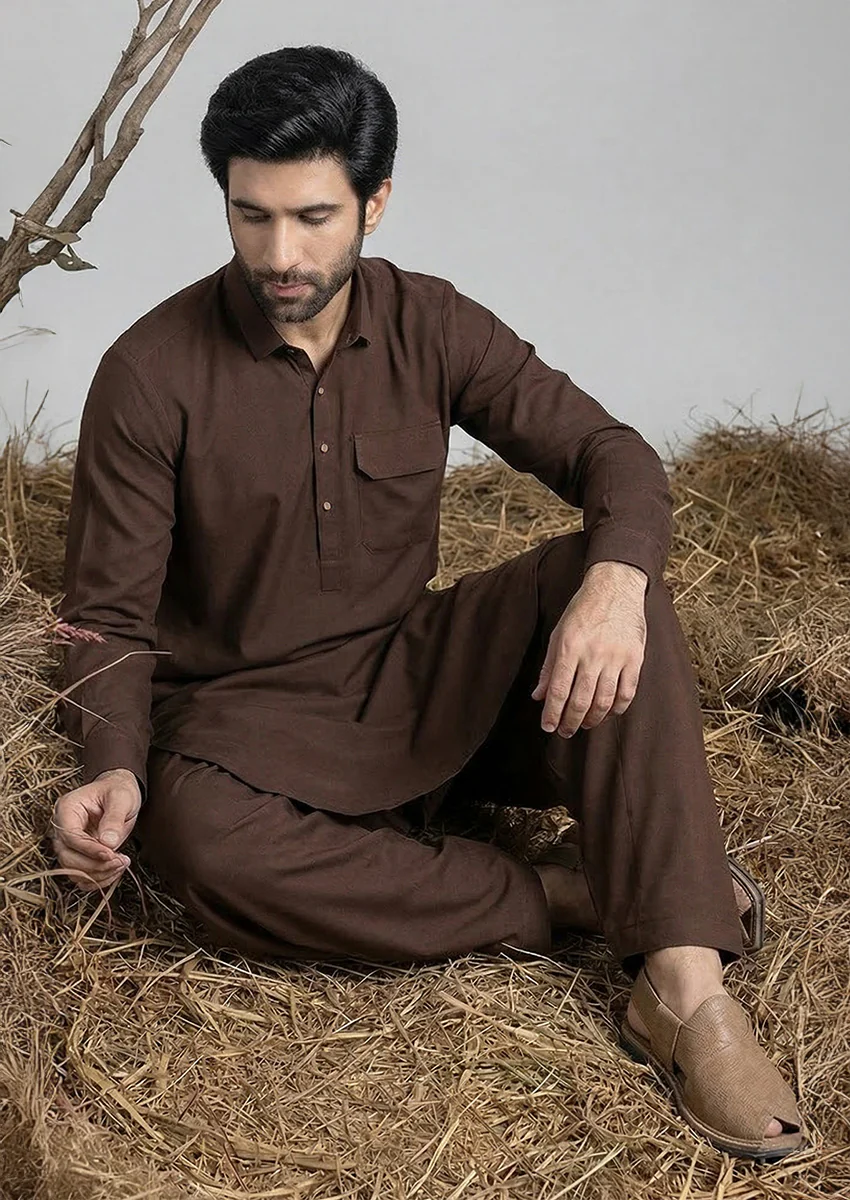 Brown-Blended-Shalwar Suit - (MP2PSBW25BM9O5) - Image 4