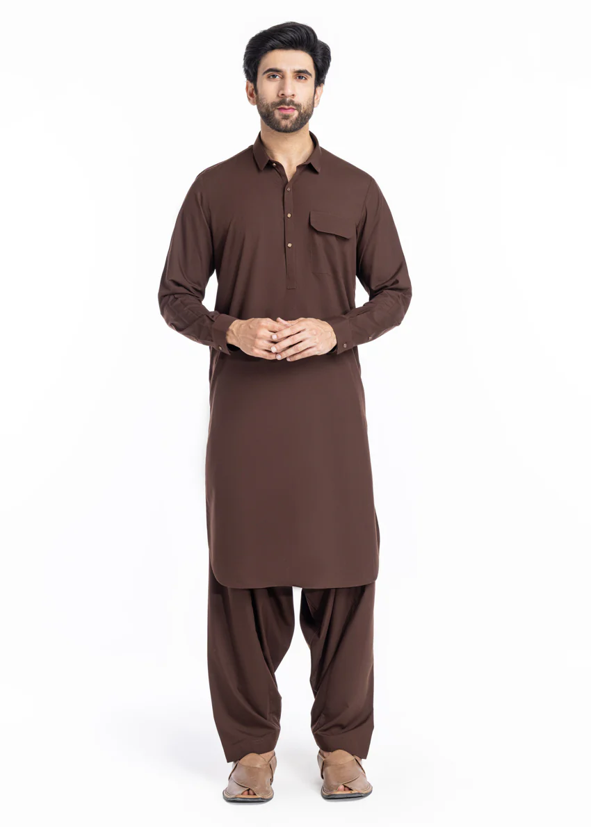Brown-Blended-Shalwar Suit - (MP2PSBW25BM9O5) - Image 5