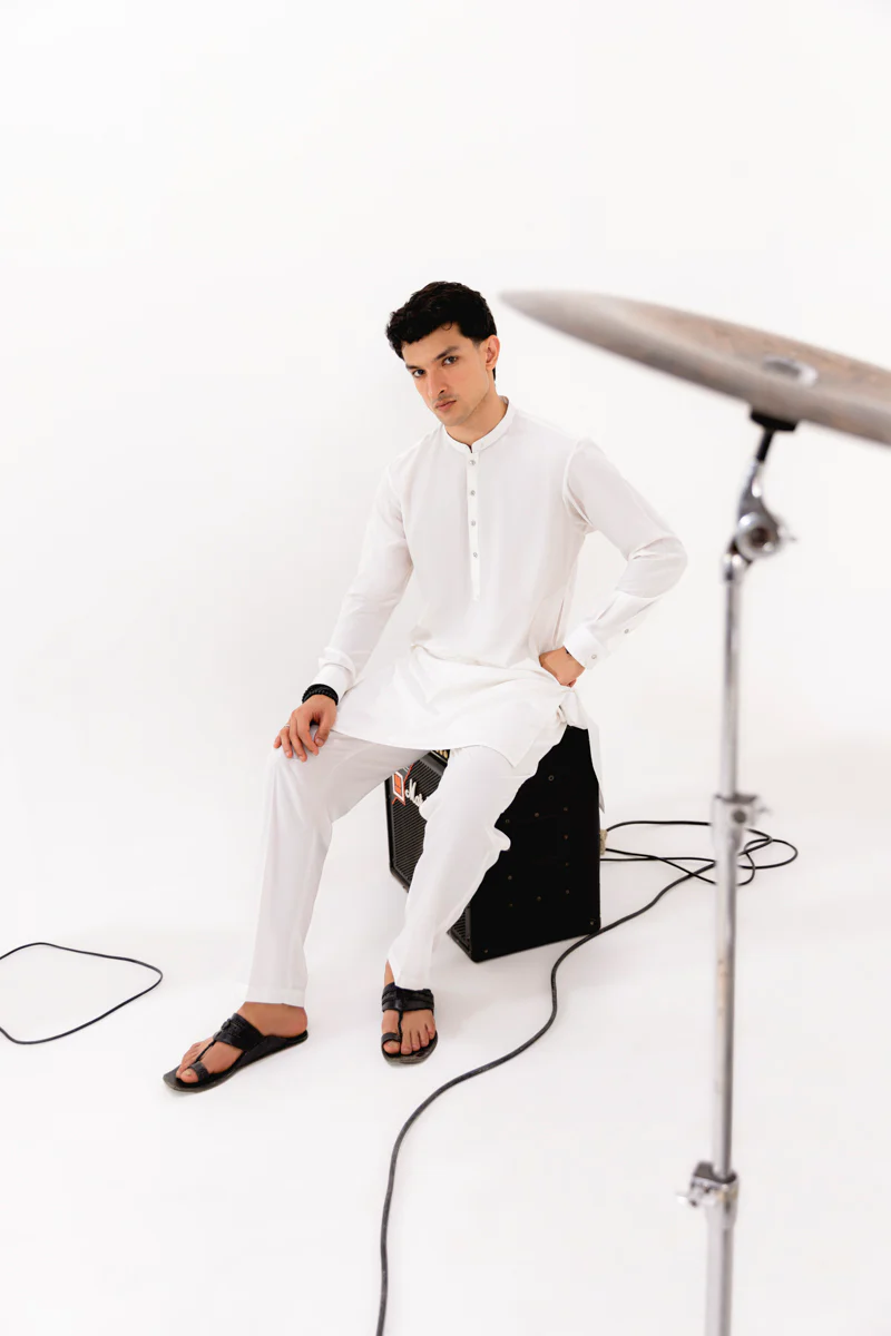 White-Blended-Kurta Trouser - (MPS25KPS2041) - Image 3