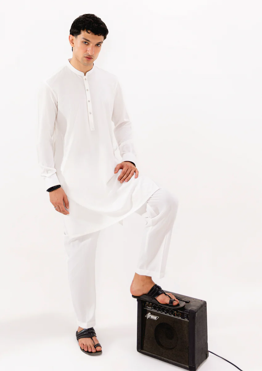 White-Blended-Kurta Trouser - (MPS25KPS2041) - Image 5