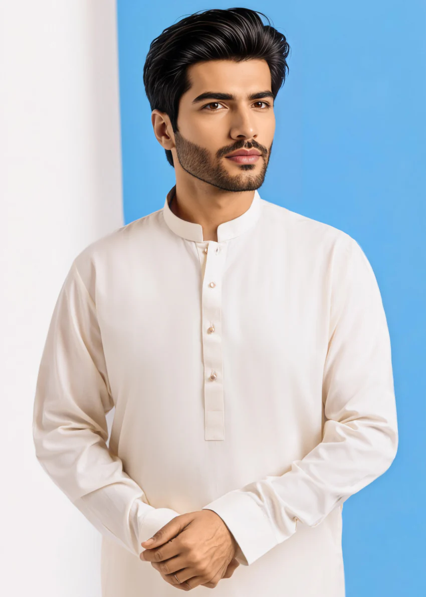 Cream-Blended-Kurta Trouser - (MPS25KPS2045) - Image 4