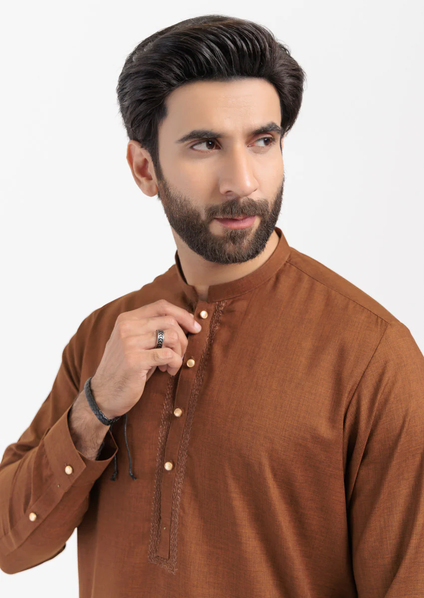 Brown-Blended-Kurta Shalwar - (MPS25KSE2061) - Image 5