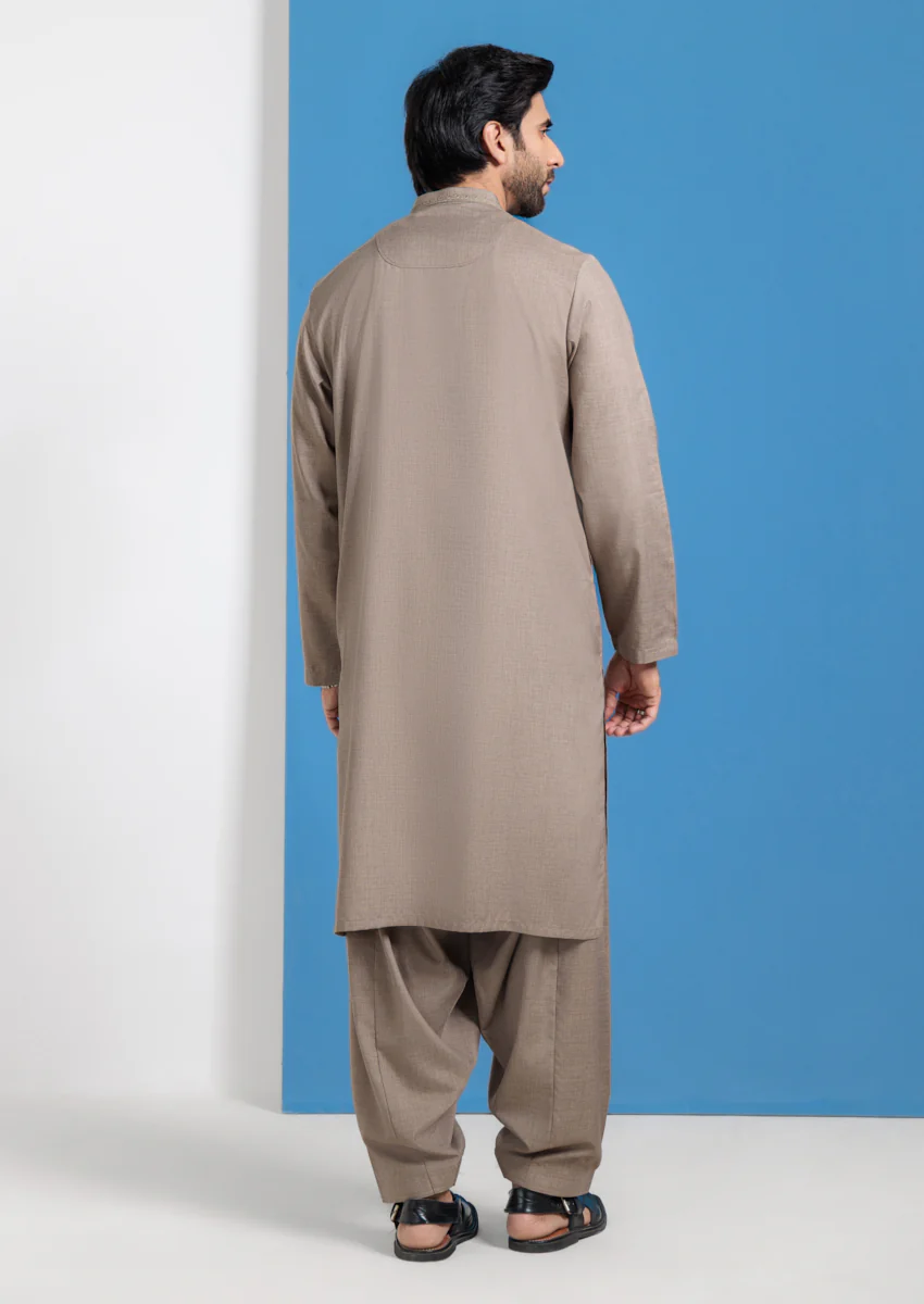 Taupe-Blended-Kurta Shalwar - (MPS25KSE2062) - Image 2