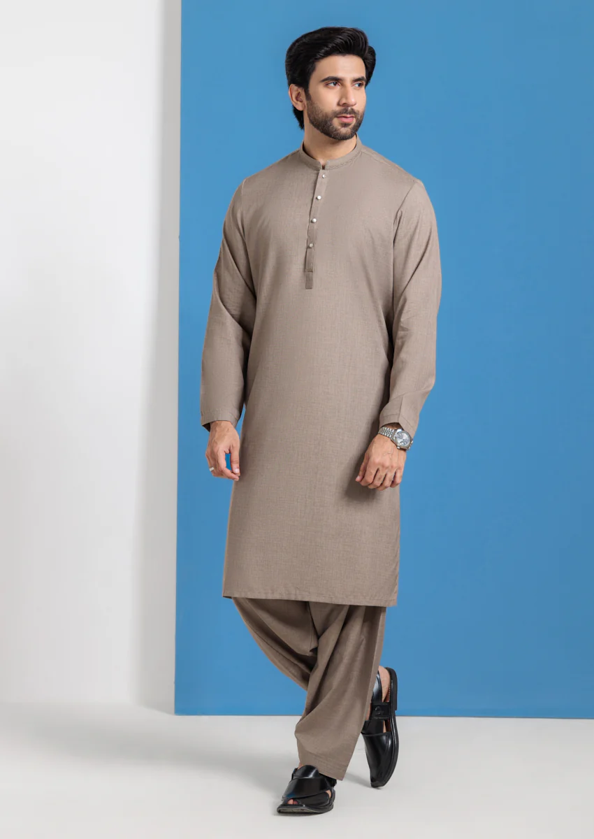 Taupe-Blended-Kurta Shalwar - (MPS25KSE2062) - Image 5