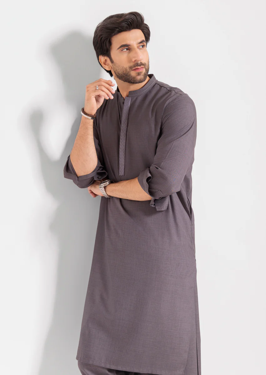 D-Grey-Blended-Kurta Shalwar - (MPS25KSE2064) - Image 5