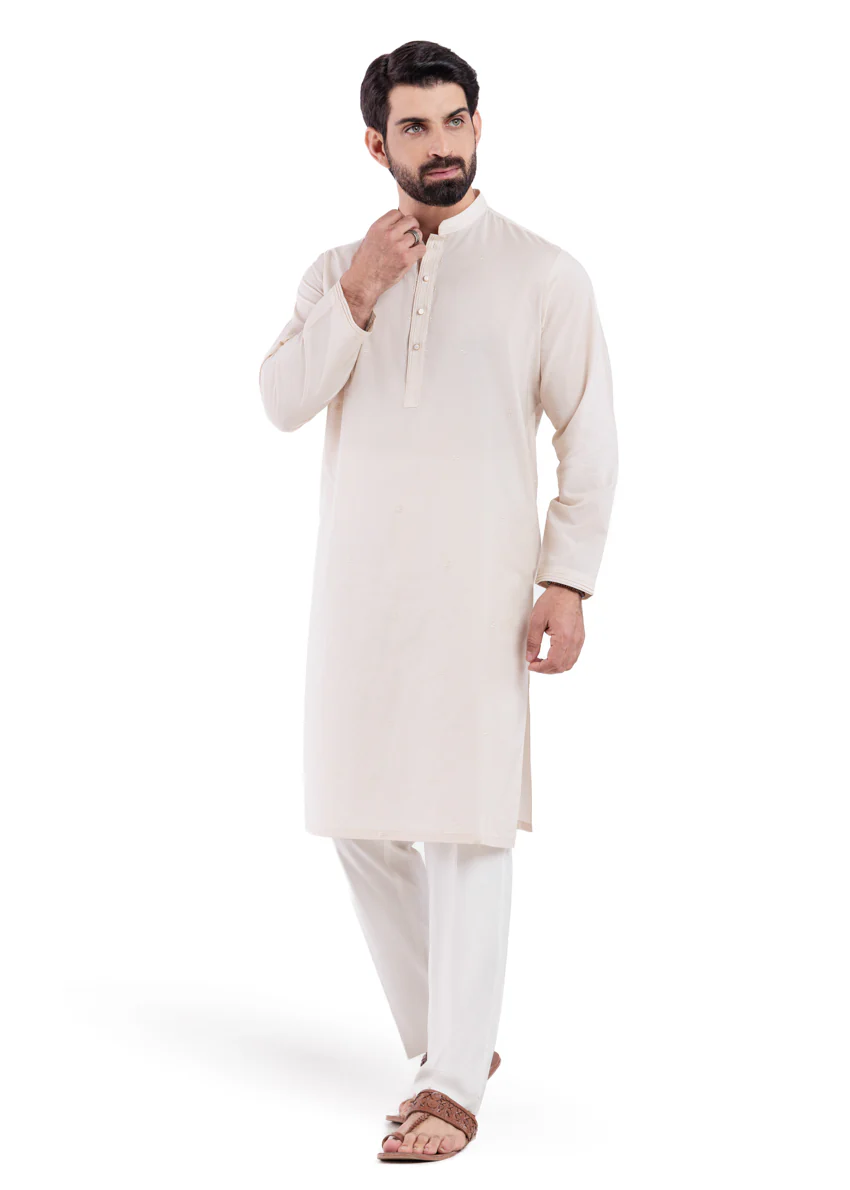 Beige-Dobby-Kurta - (MPS25KUE1103) - Image 2