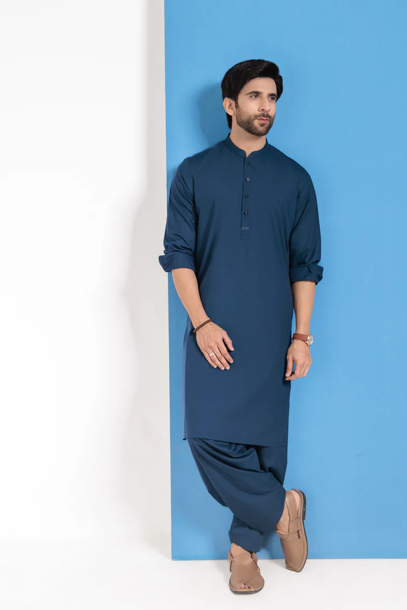 Navy-Blended-Shalwar Suit - (MPS25SSE2046) - Image 3
