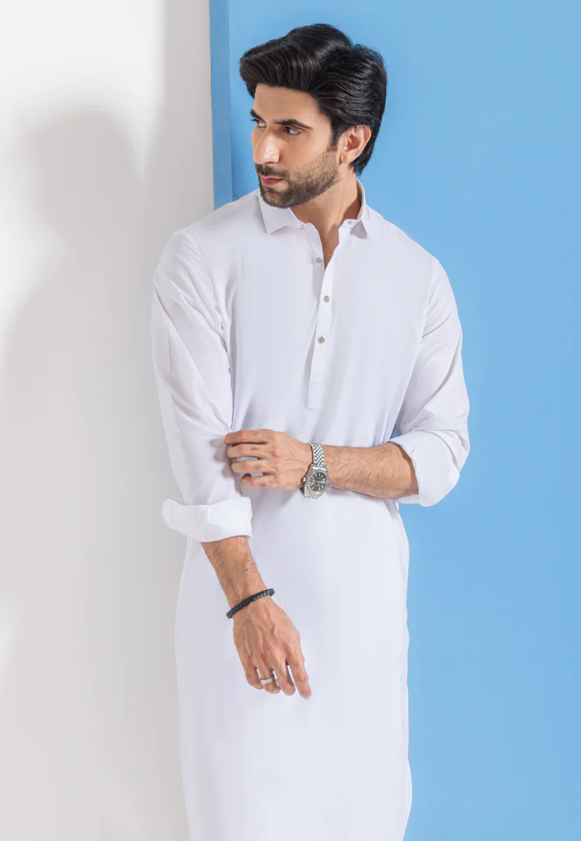 White-Blended-Shalwar Suit - (MPS25SSE2072) - Image 4