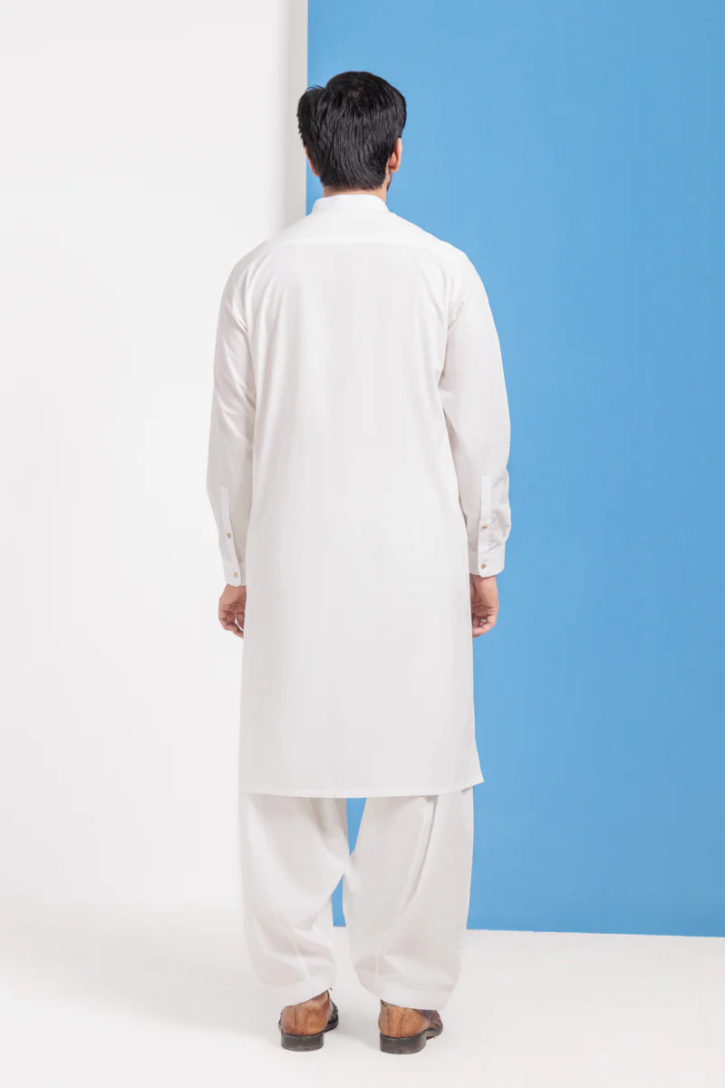 O-White-Cotton-Shalwar Suit - (MPS25SSE2073) - Image 2
