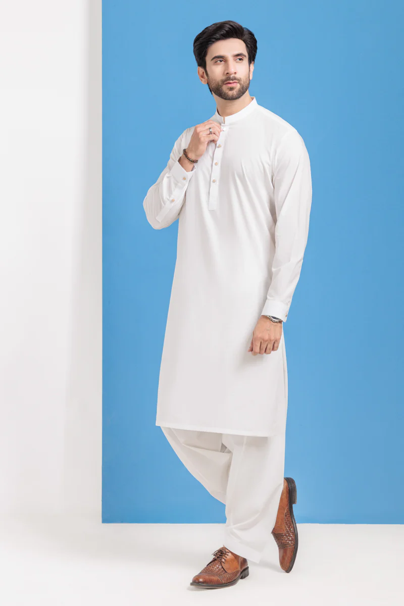 O-White-Cotton-Shalwar Suit - (MPS25SSE2073) - Image 3