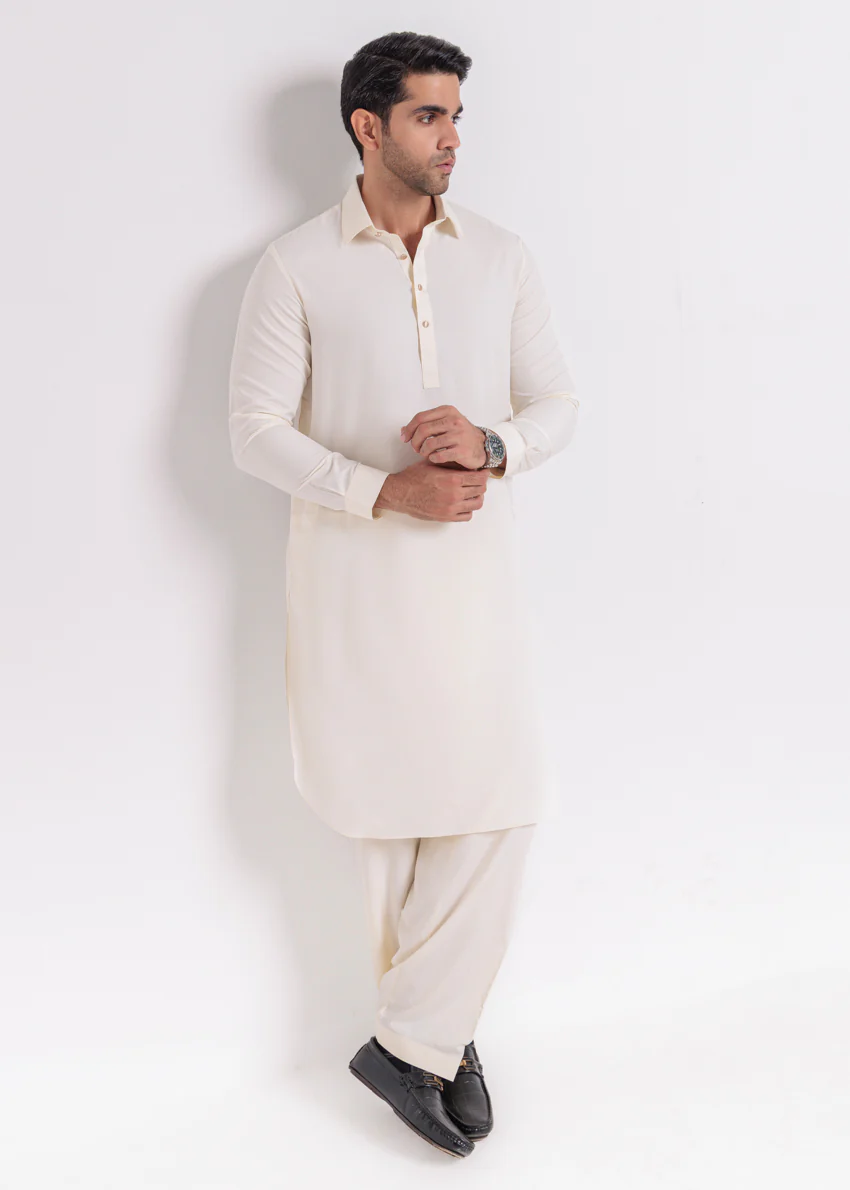 Cream-Blended-Shalwar Suit - (MPS25SSS2041) - Image 4