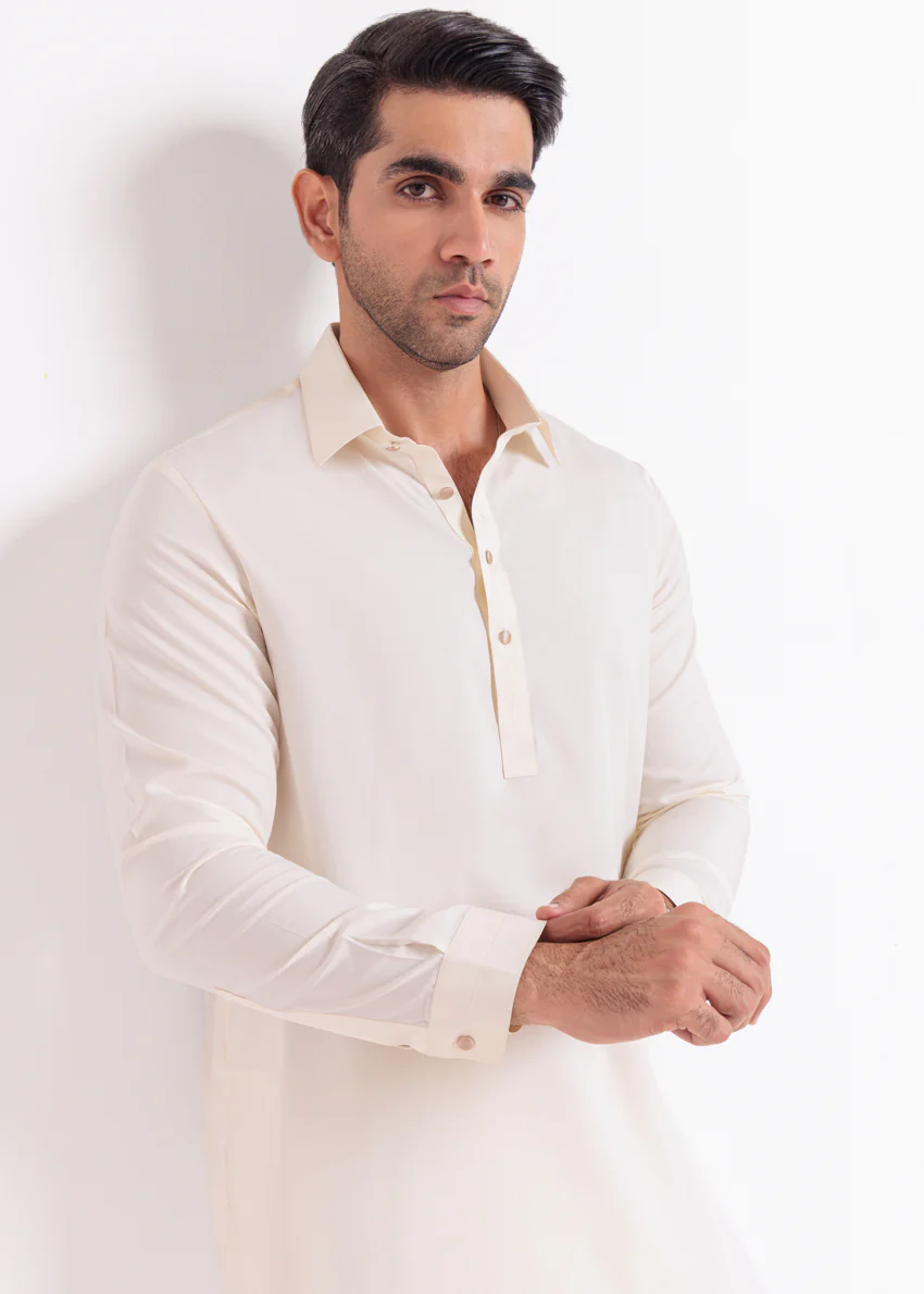 Cream-Blended-Shalwar Suit - (MPS25SSS2041) - Image 6