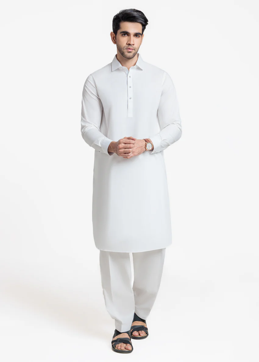 White-Cotton-Shalwar Suit - (MPS25SSS2042) - Image 4