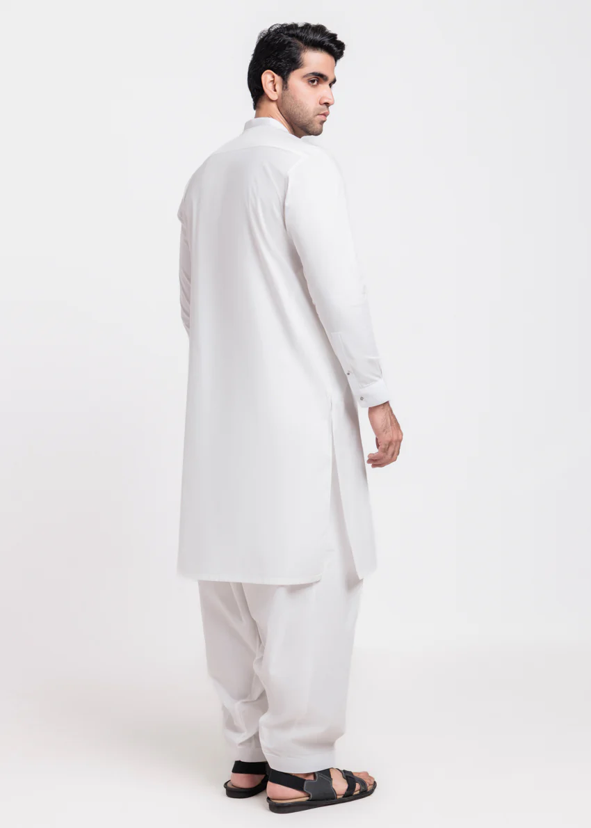 White-Blended-Shalwar Suit - (MPS25SSS2043) - Image 2