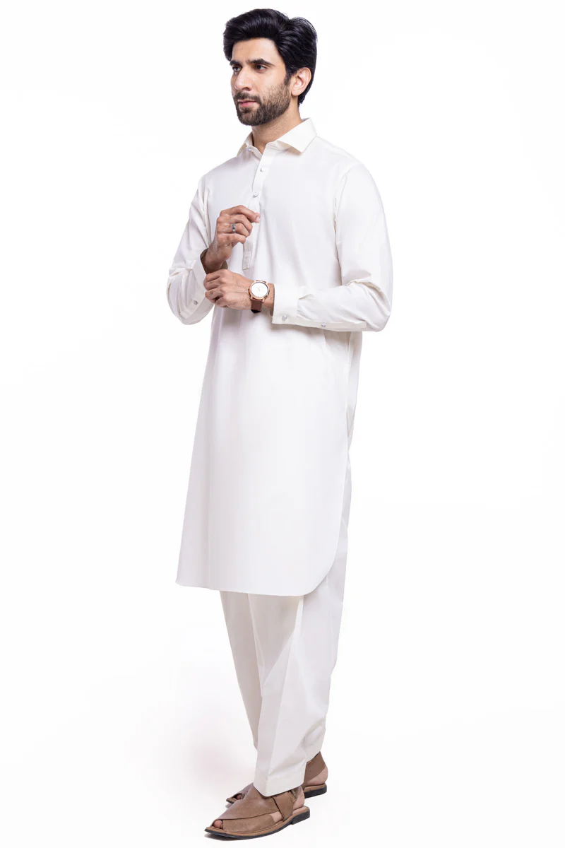 O-White-Cotton-Shalwar Suit - (MPS25SSS2044) - Image 3