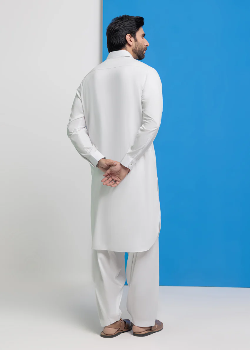 White-Blended-Shalwar Suit - (MPS25SSS2049) - Image 2