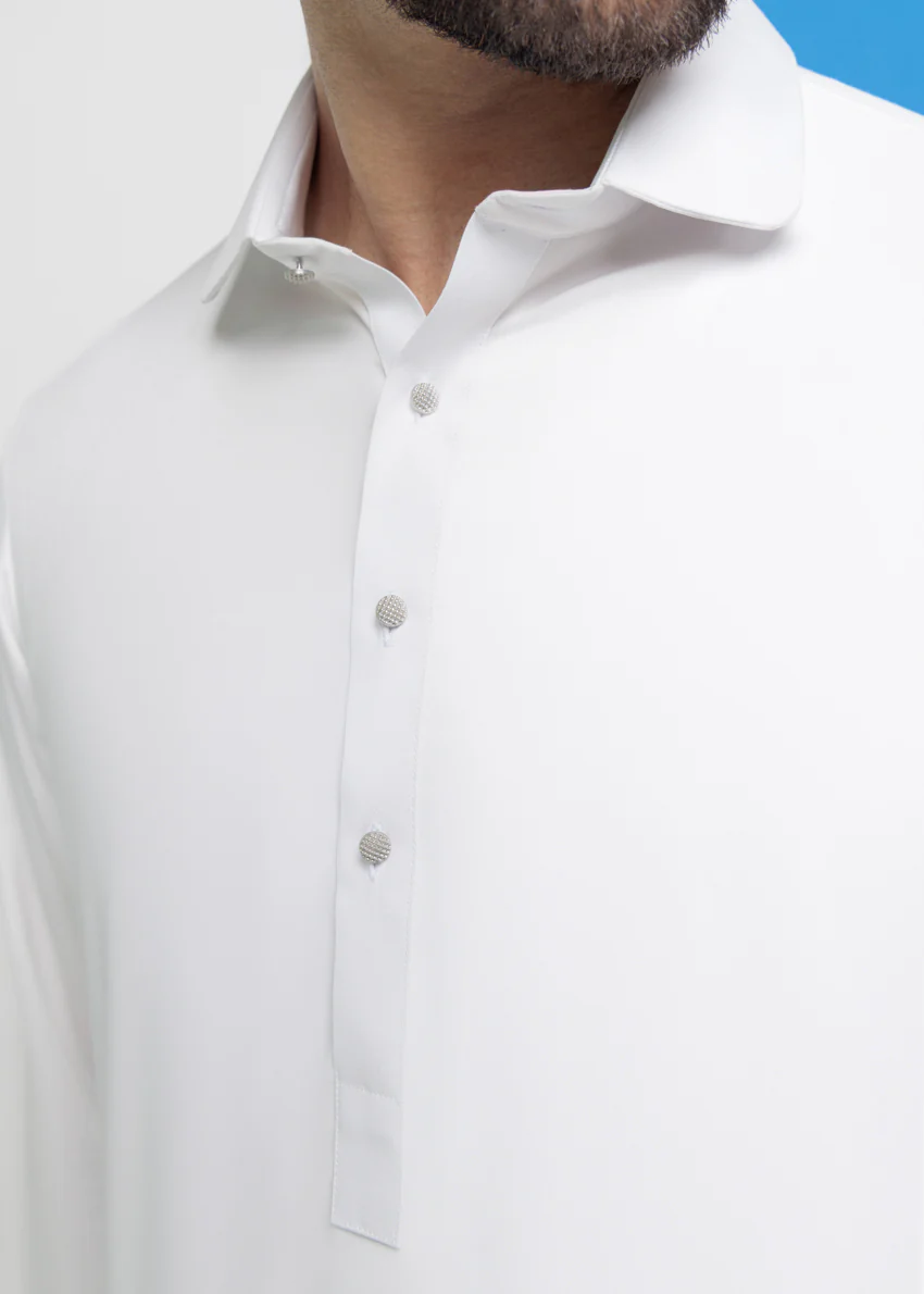 White-Blended-Shalwar Suit - (MPS25SSS2049) - Image 5