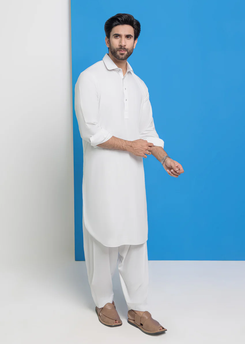 White-Blended-Shalwar Suit - (MPS25SSS2049) - Image 8
