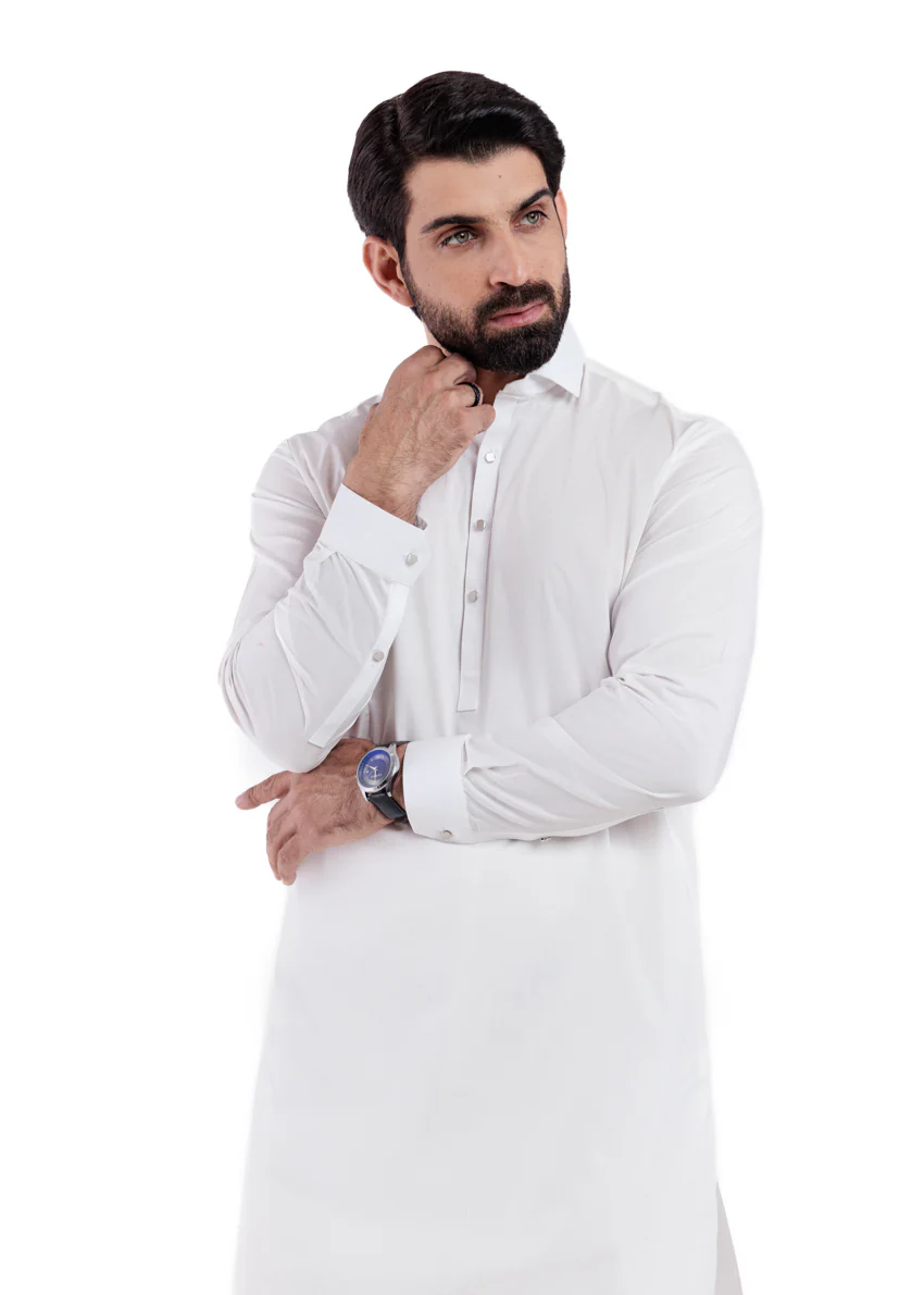 White-Cotton-Shalwar Suit - (MPS25SSS2052) - Image 6