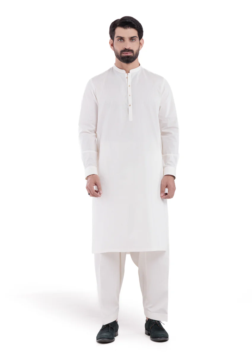 O-White-Cotton-Shalwar Suit - (MPS25SSS2054) - Image 3