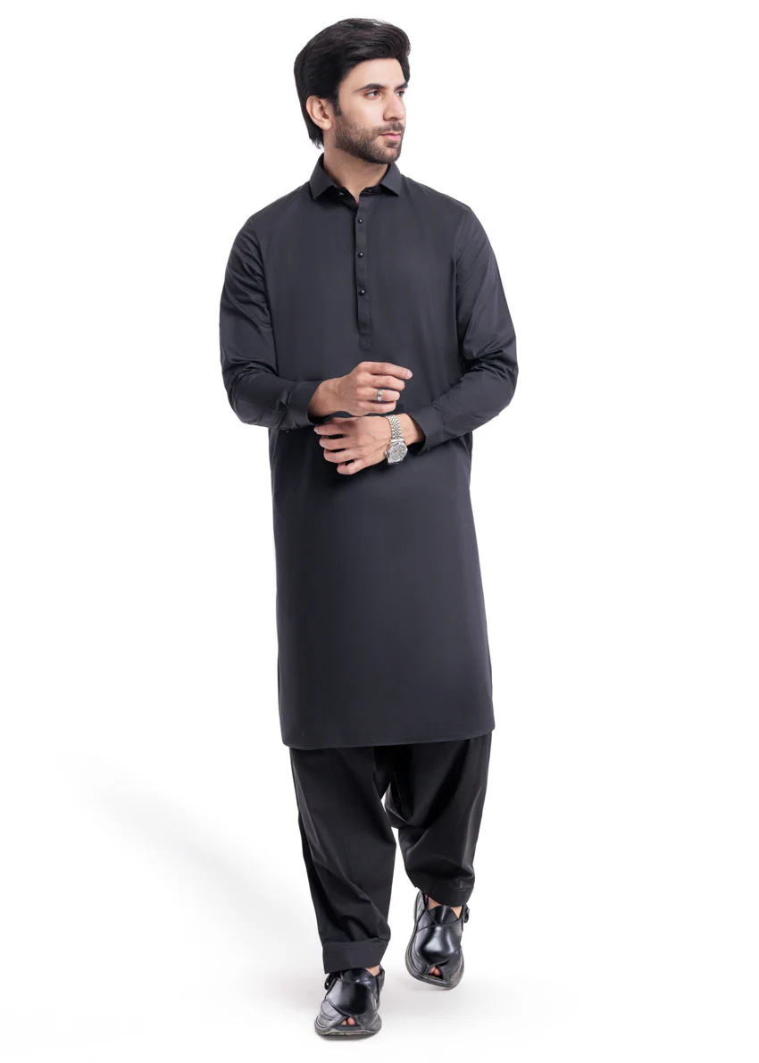 Black-Cotton-Shalwar Suit - (MPS25SSS2055) - Image 4