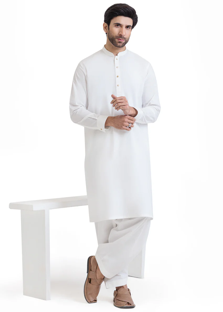 White-Latha-Shalwar Suit - (MPS25SSS2062) - Image 3