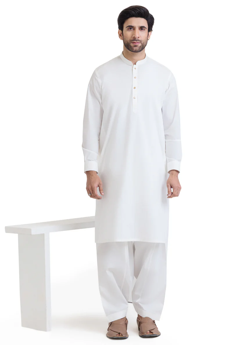 White-Latha-Shalwar Suit - (MPS25SSS2062) - Image 4