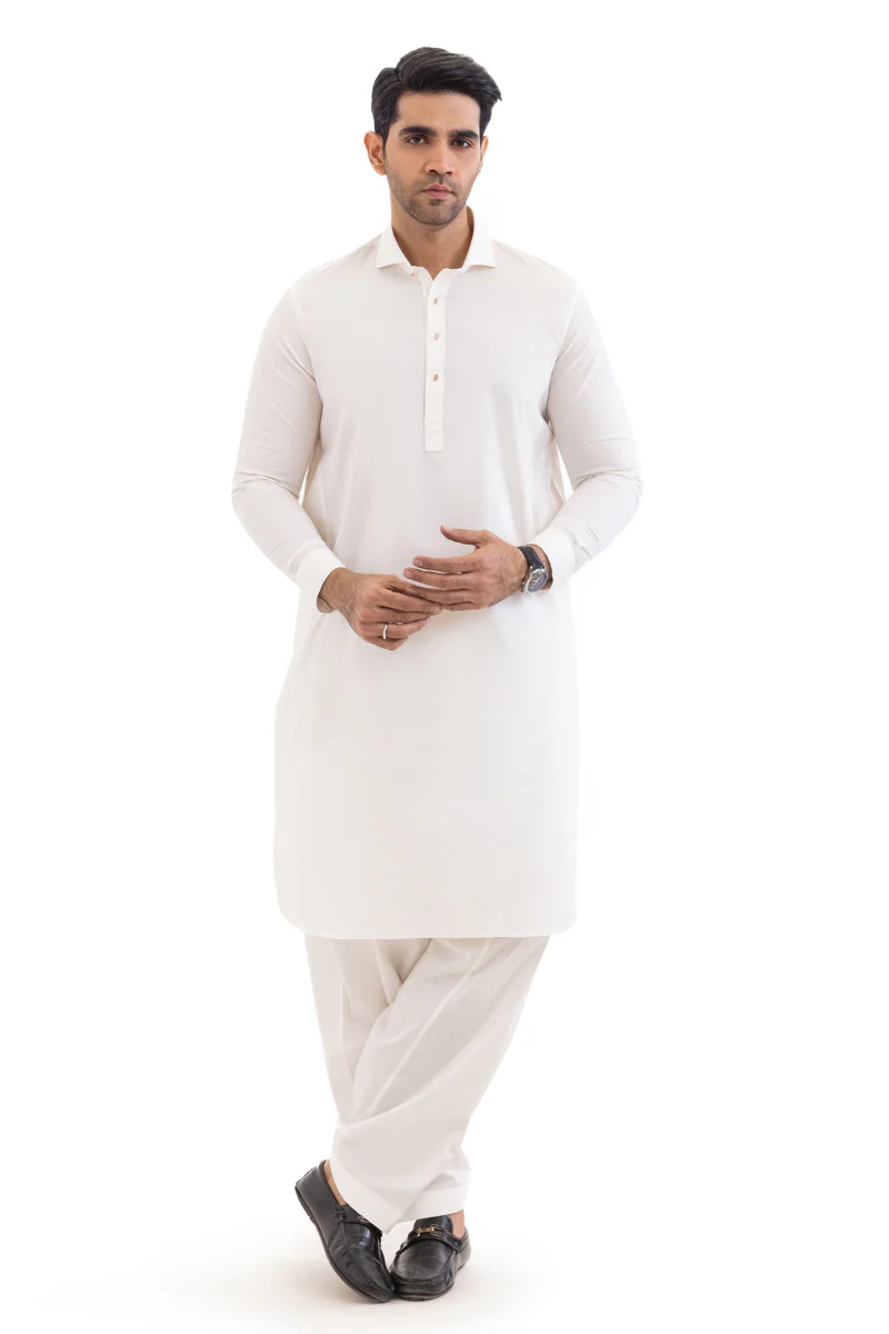 O-White-Cotton-Shalwar Suit - (MPS25SSS2063) - Image 4