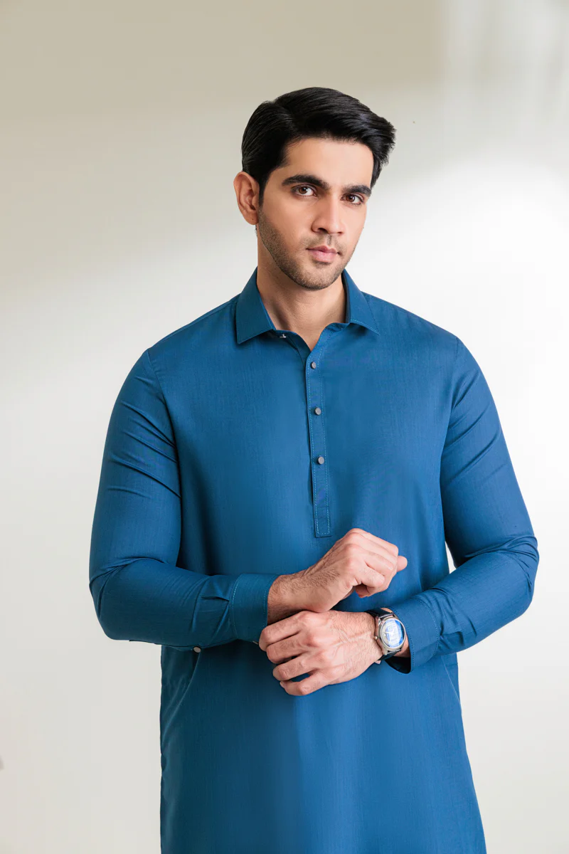 Navy-Blended-Shalwar Suit - (MPS25SSS2067) - Image 9